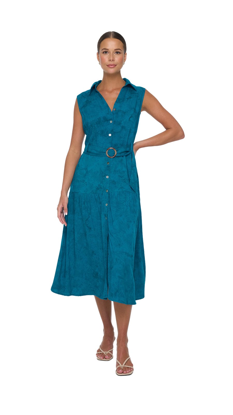 khushclothing DRESSES Amora Button Down Midi Dress - Hazy Jade