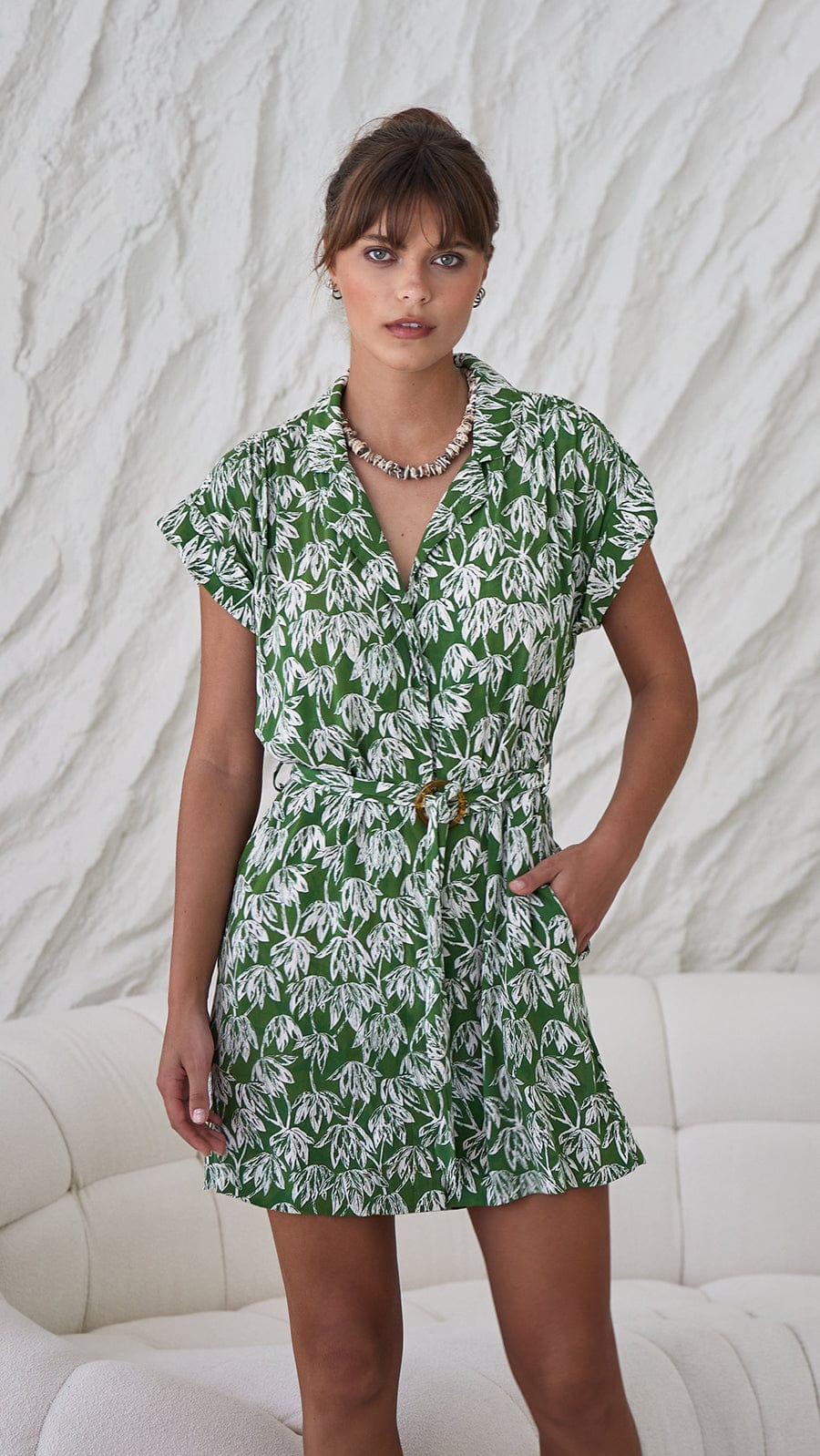 khushclothing DRESSES Aurora Collar Mini Dress - Canopy Green