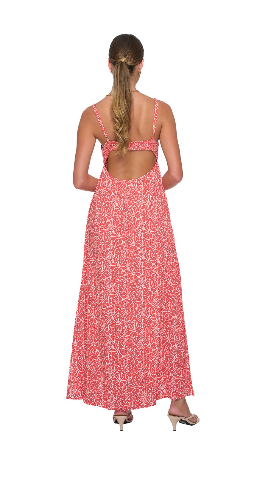 khushclothing DRESSES Olivia Belle Maxi Dress - Magnolia Red coral