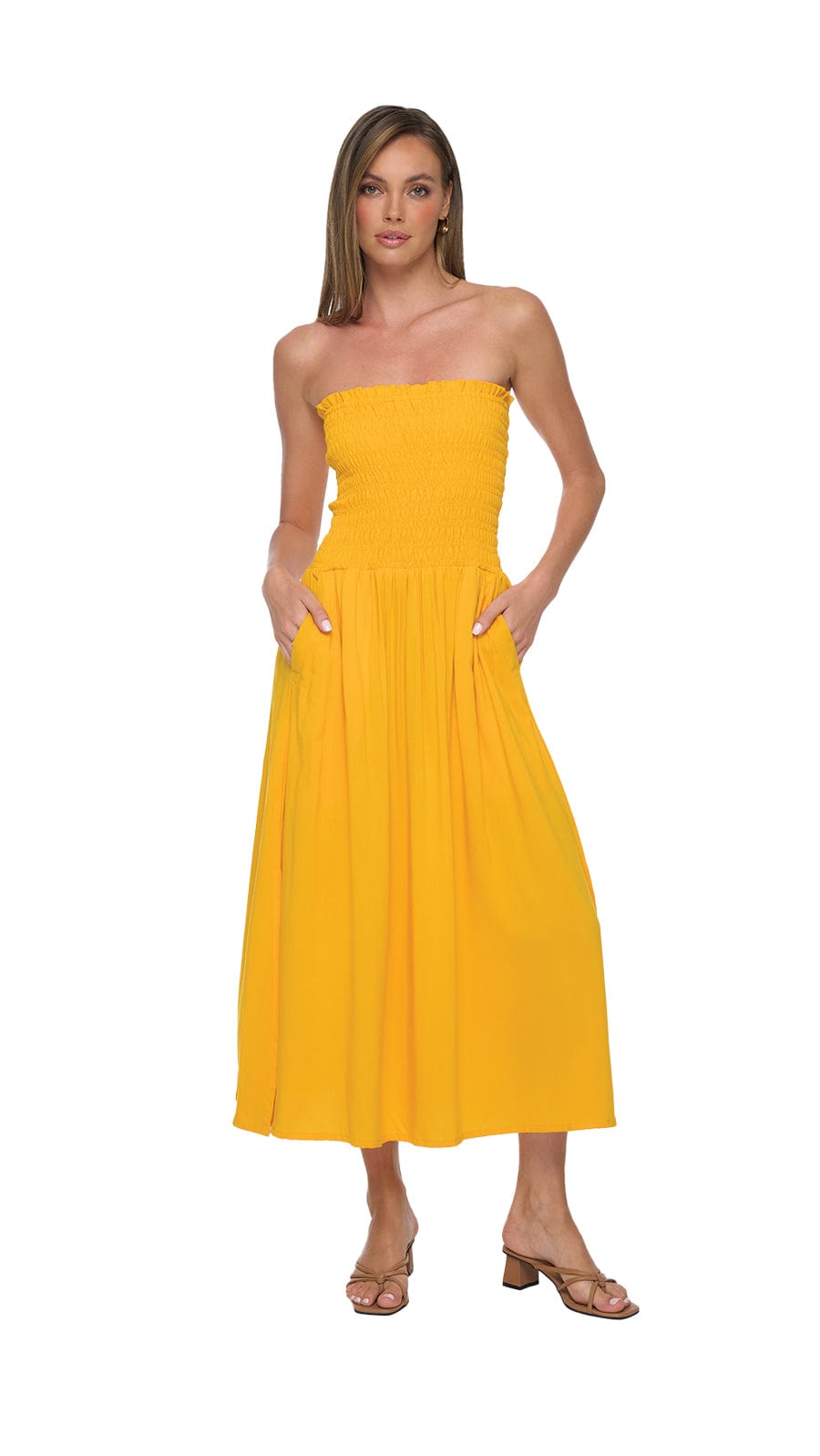 khushclothing DRESSES Portofino Midi Dress - Cyber Yellow