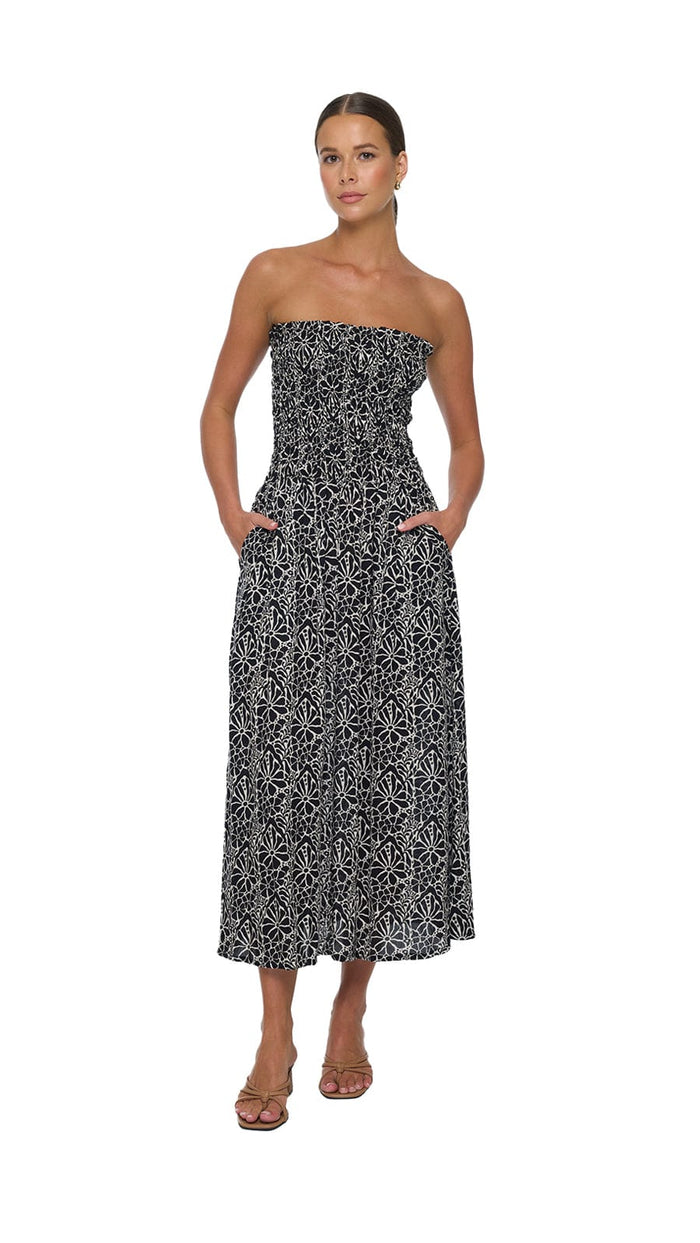 khushclothing DRESSES Portofino Midi Dress - Magnolia Black
