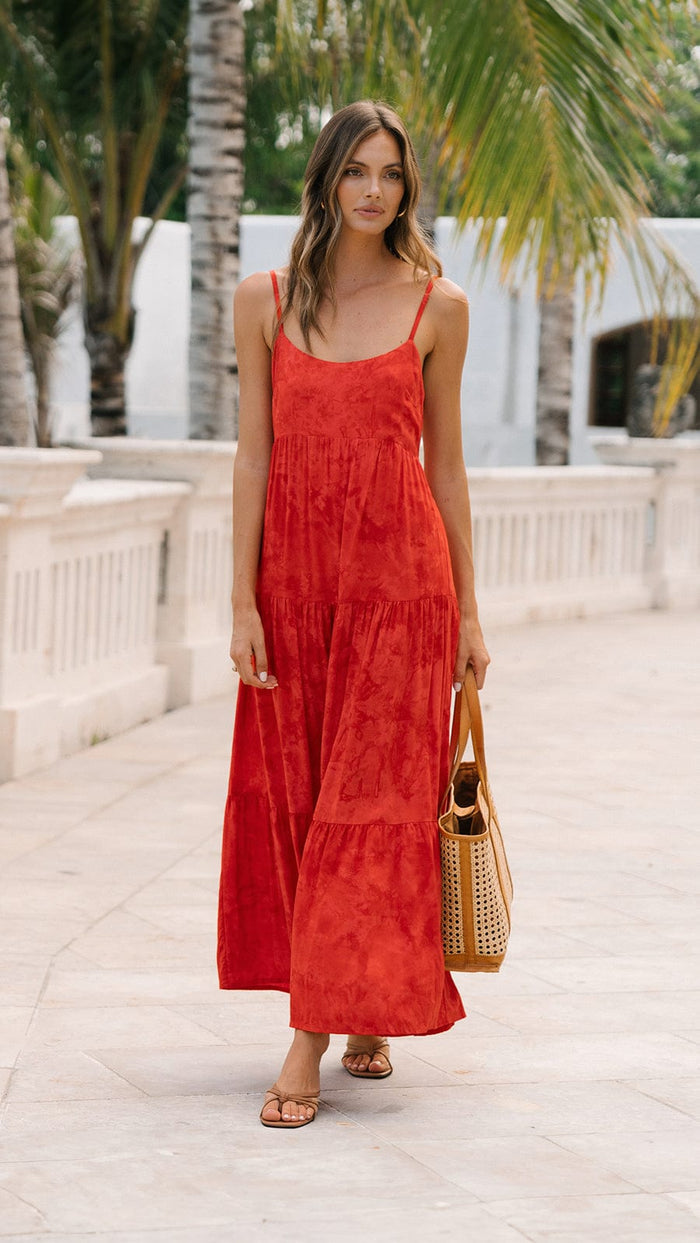 khushclothing DRESSES The Lifestyle Heiva Maxi Dress - Hazy Red Coral