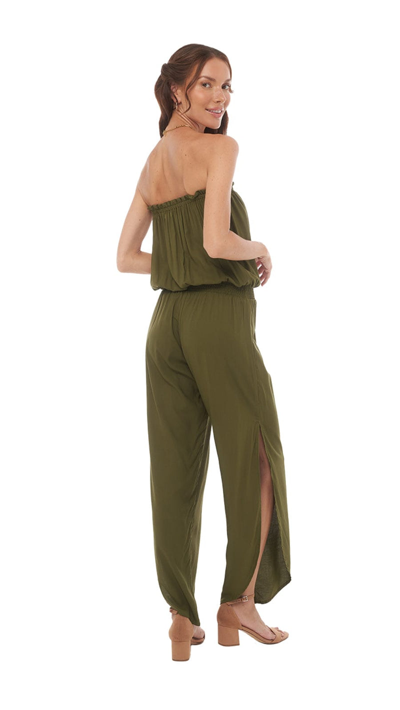 khushclothing JUMPSUITS Off the Shoulder Seychelle Jumpsuit - Solid Chive