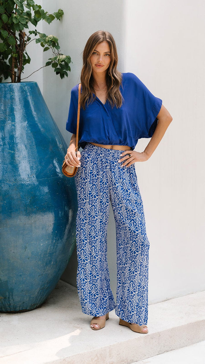 khushclothing PANTS Blooming Mahana Pants - Magnolia Blue
