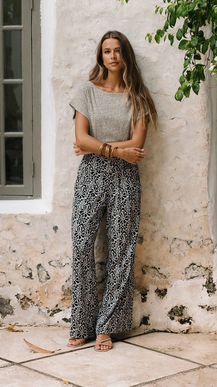 khushclothing PANTS Wide Leg Johanna Pants - Magnolia Black