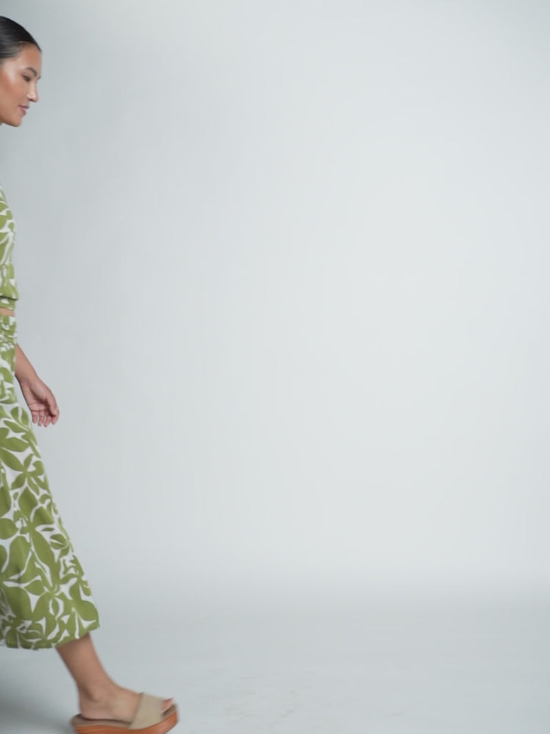 Pleated Midi Skirt Tuahine - Frangipani Moss