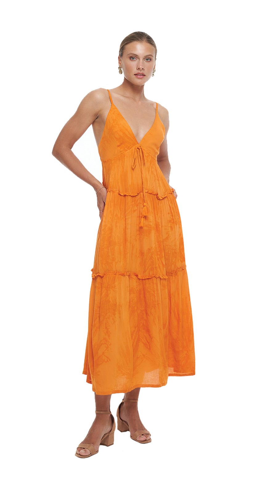Sunray Yuna Midi Dress - Murky Tangerine