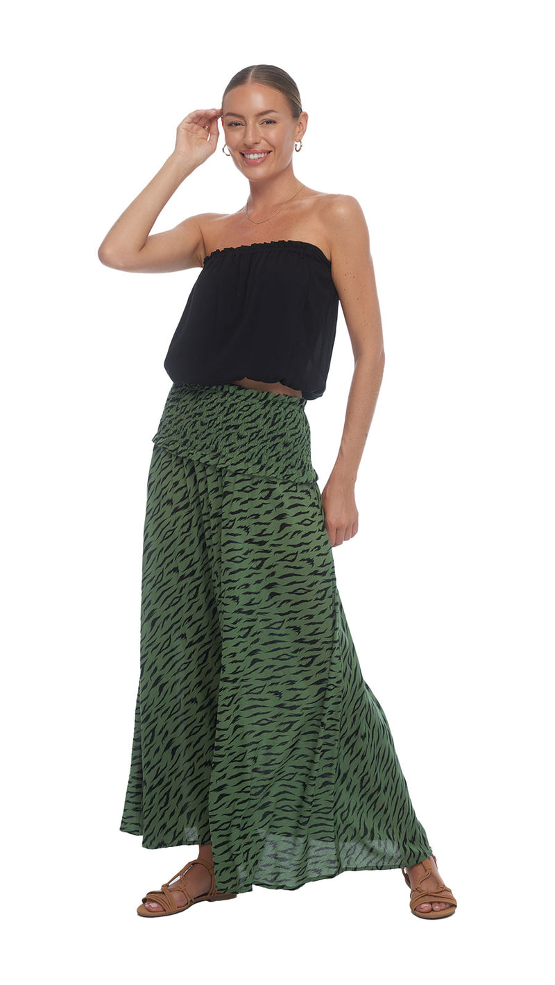 Wide Waistband Skirt Agata - Jungle Watercress