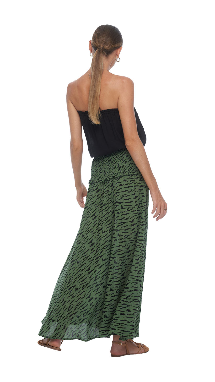 Wide Waistband Skirt Agata - Jungle Watercress