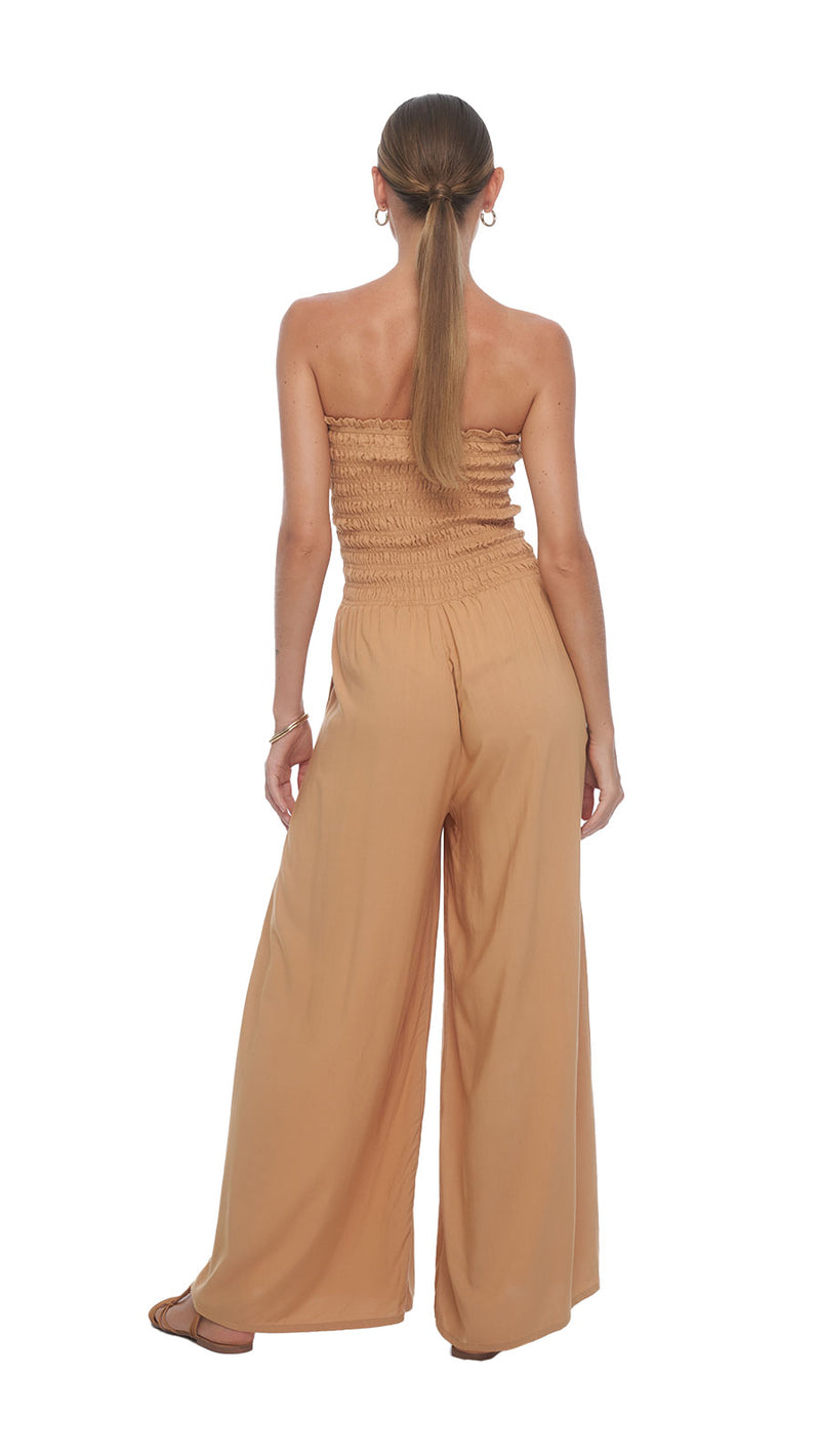 Smocked Top Lawai Jumpsuit - Caramel Latte