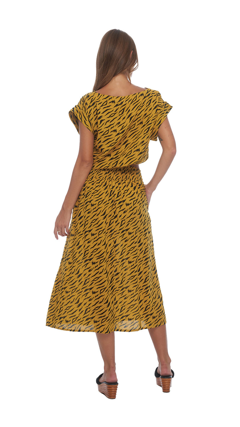 Pleated Midi Skirt Tuahine - Jungle Nugget