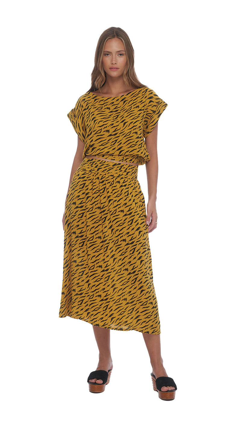 Pleated Midi Skirt Tuahine - Jungle Nugget