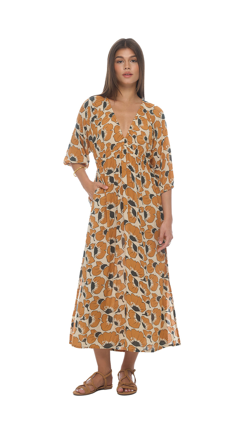 Molise Midi Dress - Fiore Honey