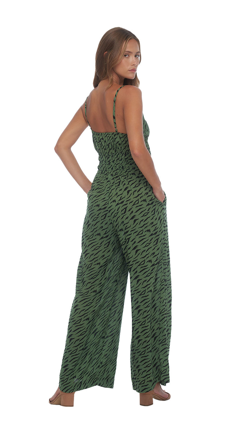 Loose Bottom Fit Opal Jumpsuit - Jungle Watercress