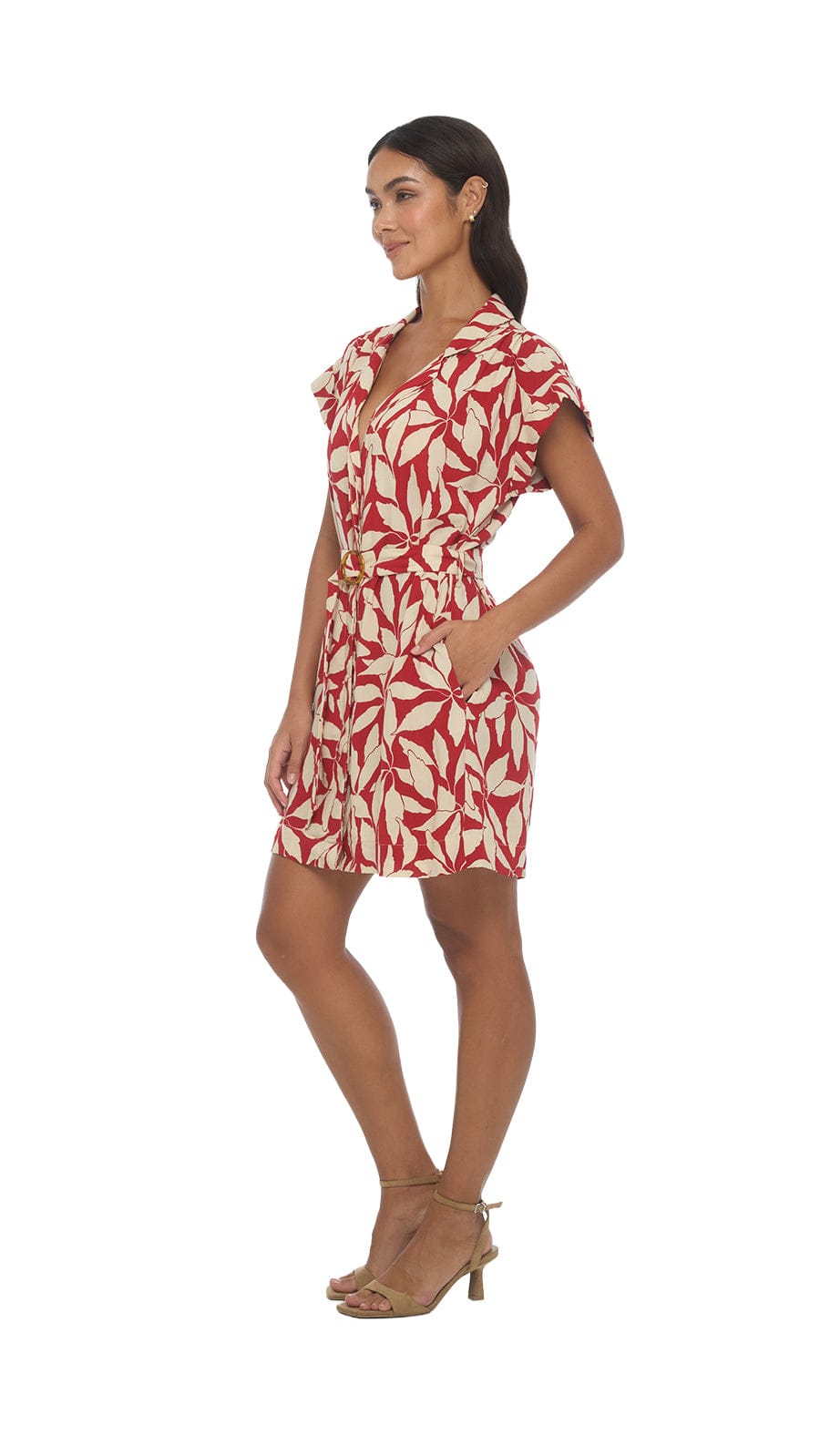 khushclothing DRESSES Aurora Collar Mini Dress - Laleen Red