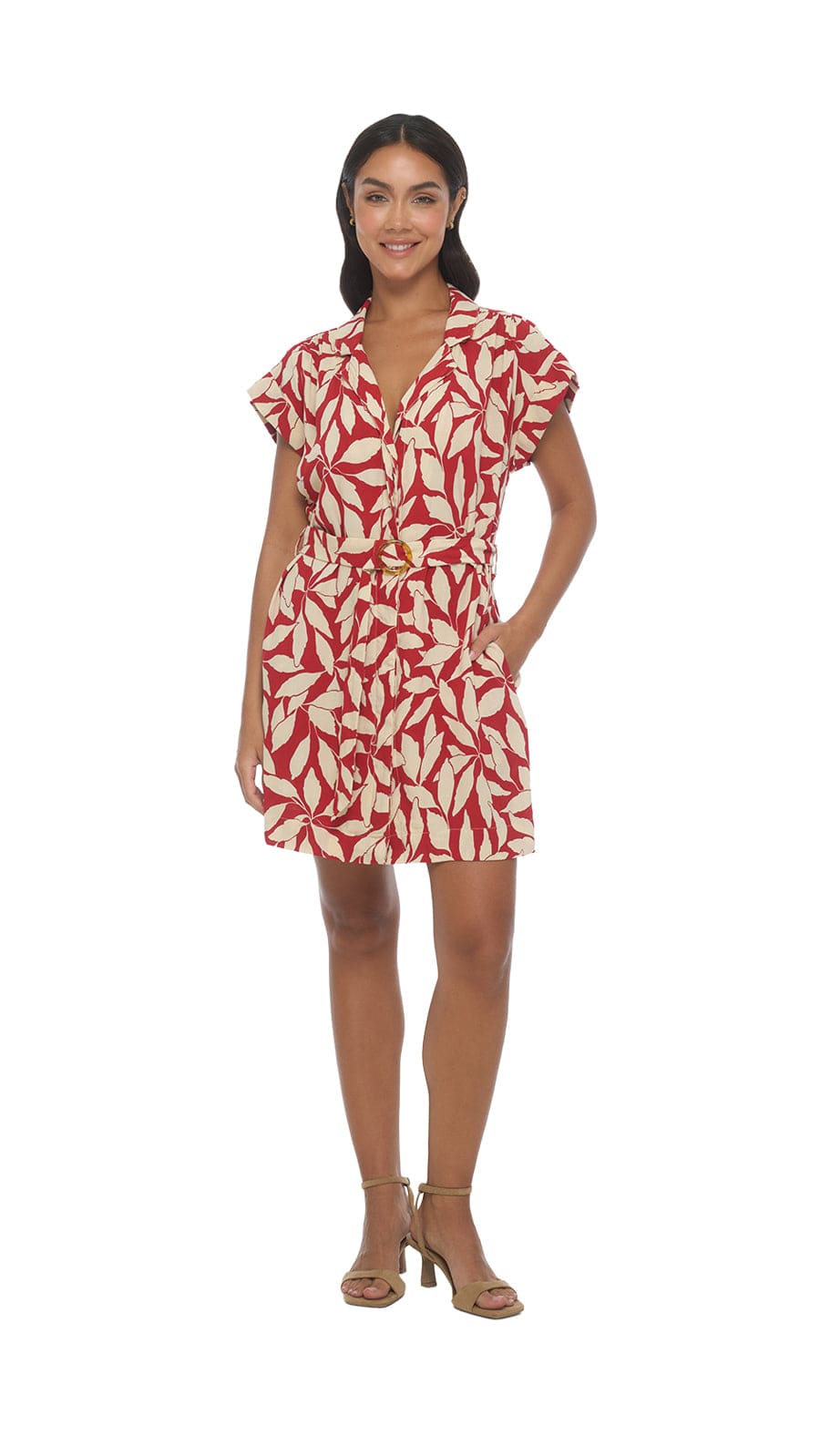 khushclothing DRESSES Aurora Collar Mini Dress - Laleen Red