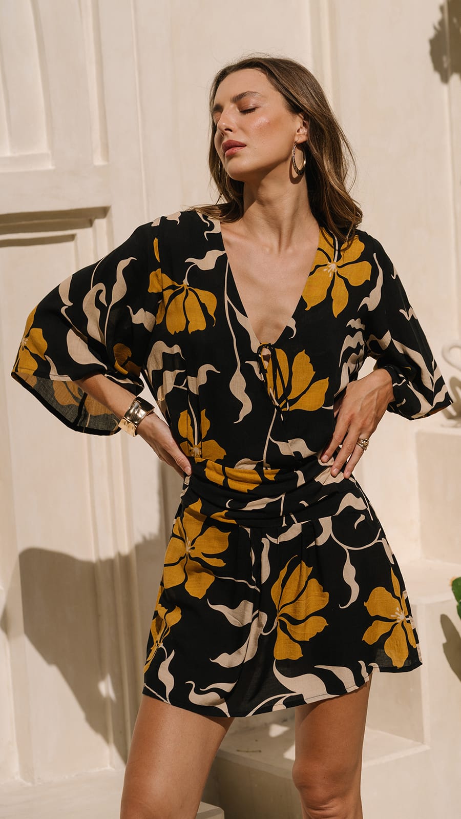 khushclothing DRESSES Eleni Mini Dress - Fleur Black