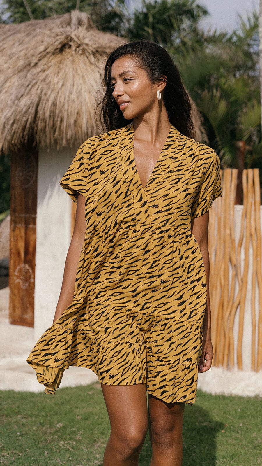 khushclothing DRESSES Free Spirit Heinui Mini Dress - Jungle Nugget