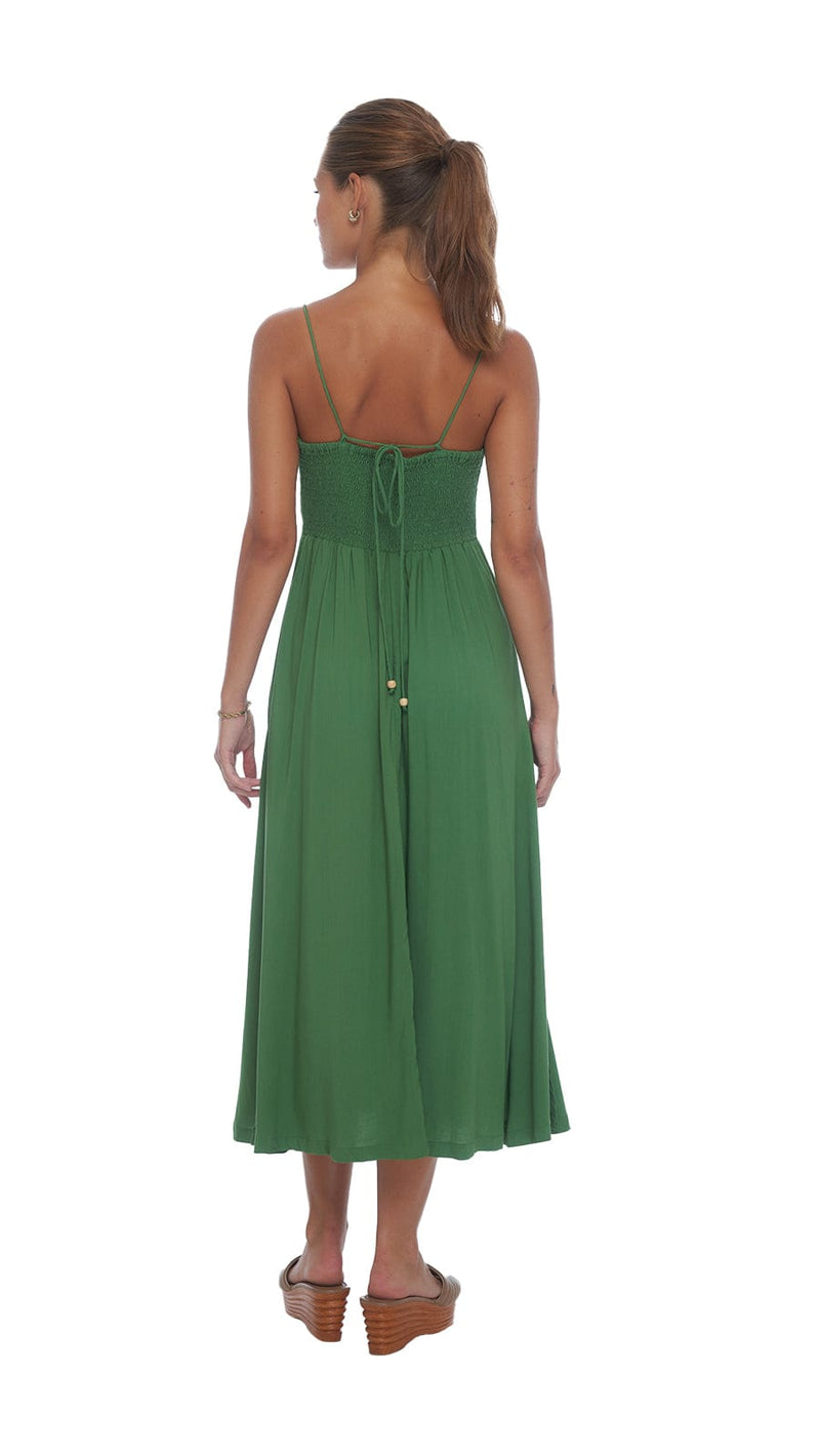 khushclothing DRESSES Front Tie Hayanna Midi Dress - Hunter Green