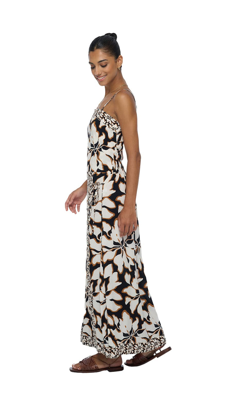 khushclothing DRESSES Liora Tropical Whisper Maxi Dress - Blooms Black