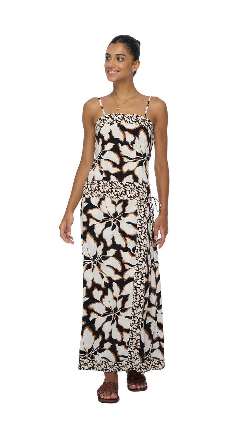 khushclothing DRESSES Liora Tropical Whisper Maxi Dress - Blooms Black