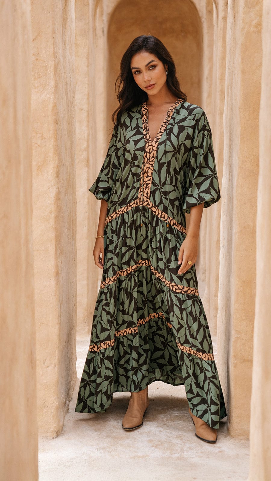 khushclothing DRESSES Maelis Maxi Dress - Petals