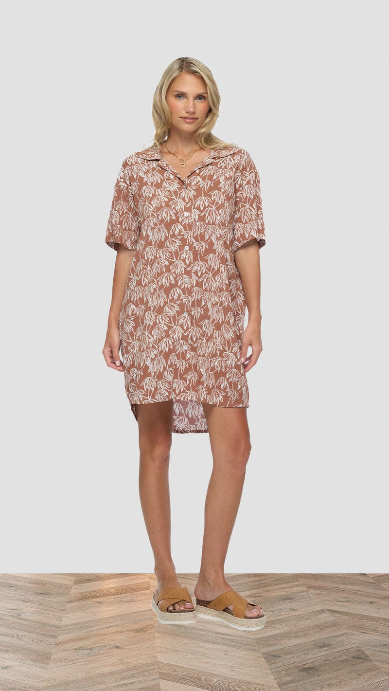 khushclothing DRESSES Mini Dress Shirt Calabria - Canopy Brown