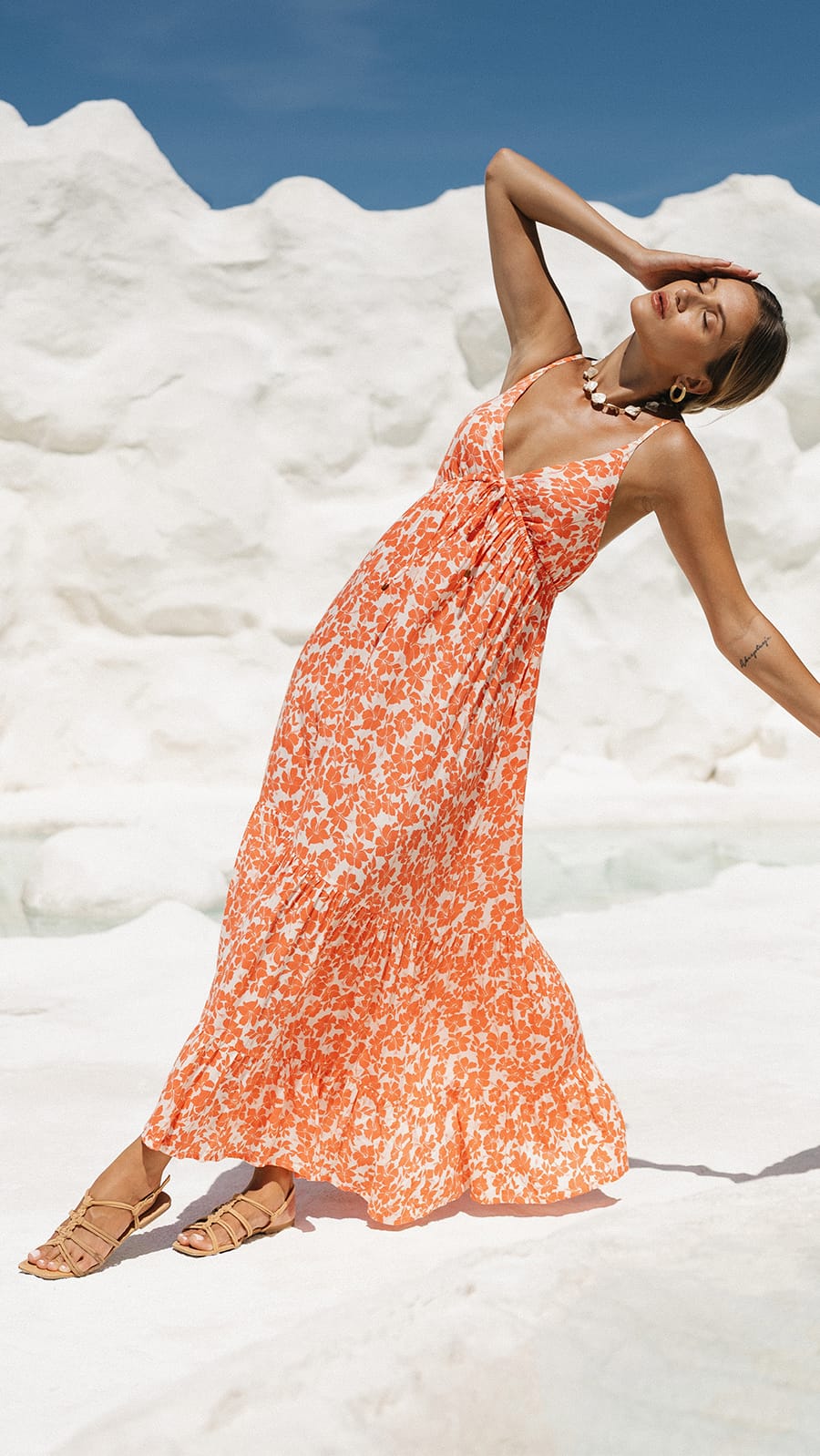 khushclothing DRESSES Morya Maxi Dress - Kai Coral