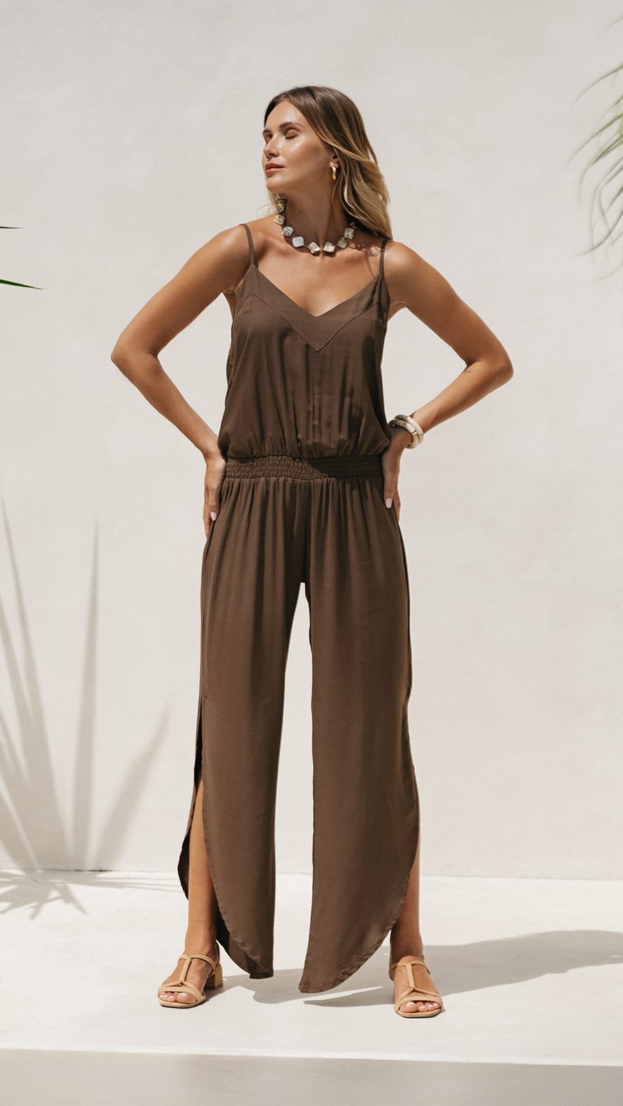 khushclothing DRESSES Olea Jumpsuit - Solid Brown