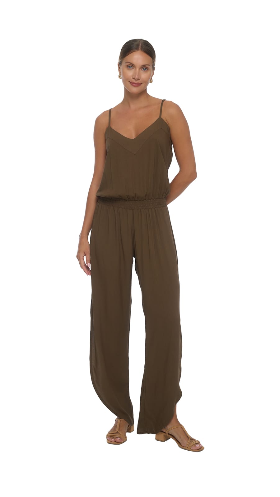 khushclothing DRESSES Olea Jumpsuit - Solid Brown