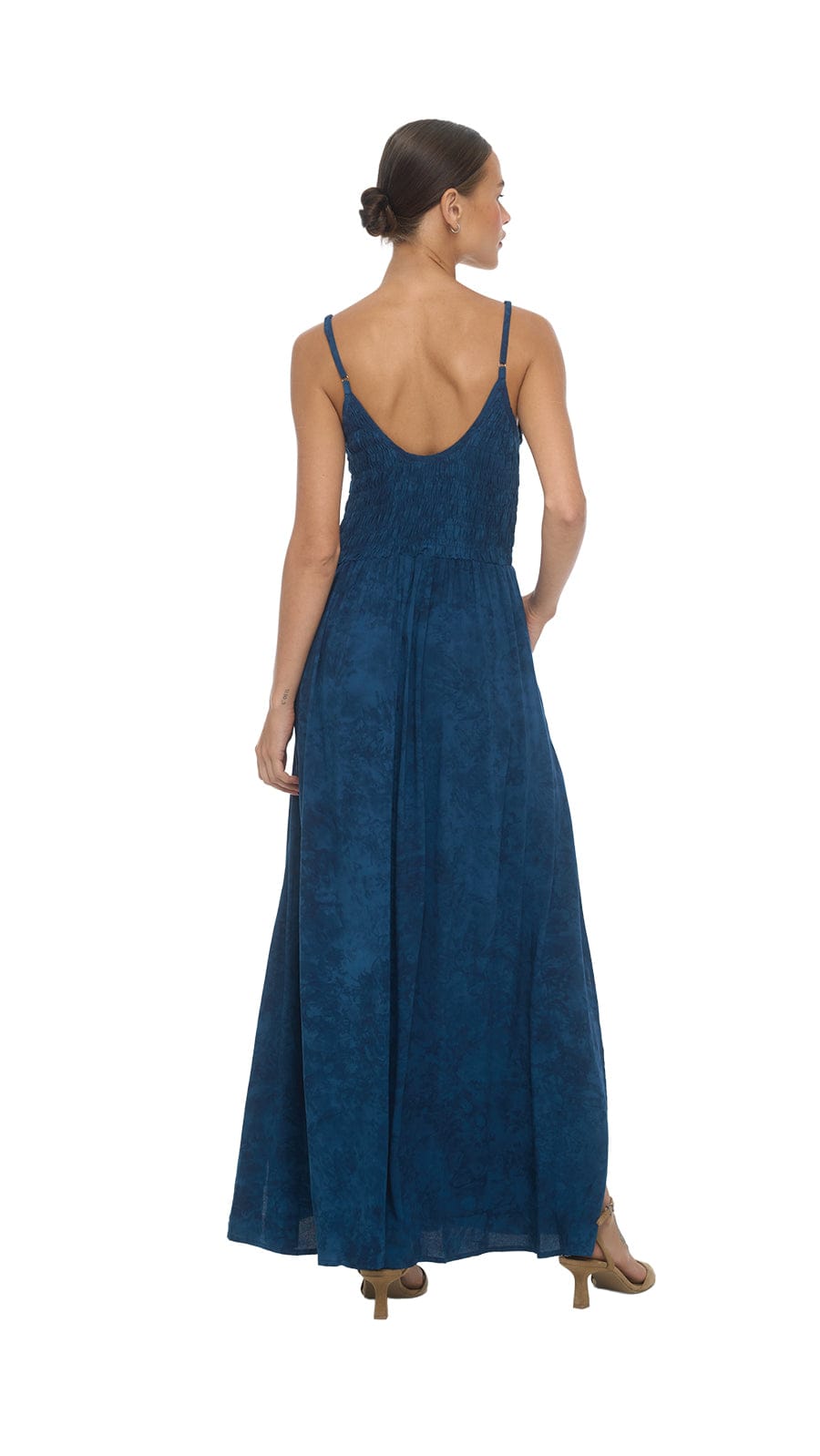 khushclothing DRESSES Smocked Bodice Mardin Maxi Dress - Hazy Naval