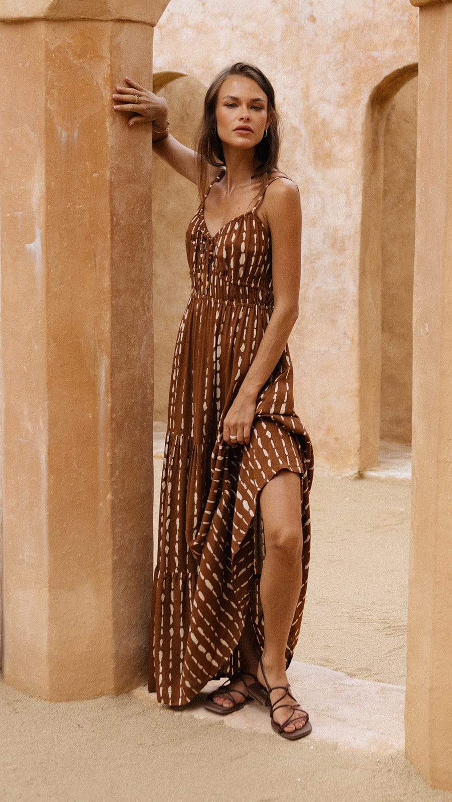 khushclothing DRESSES Zana Maxi Dress - Current Brown
