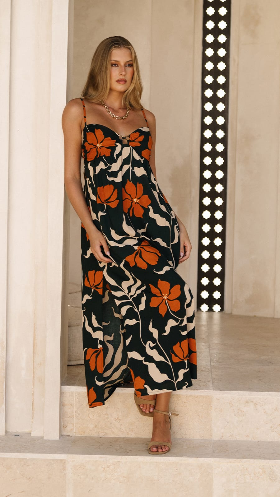 khushclothing DRESSES Zin Maxi Dress - Fleur Army