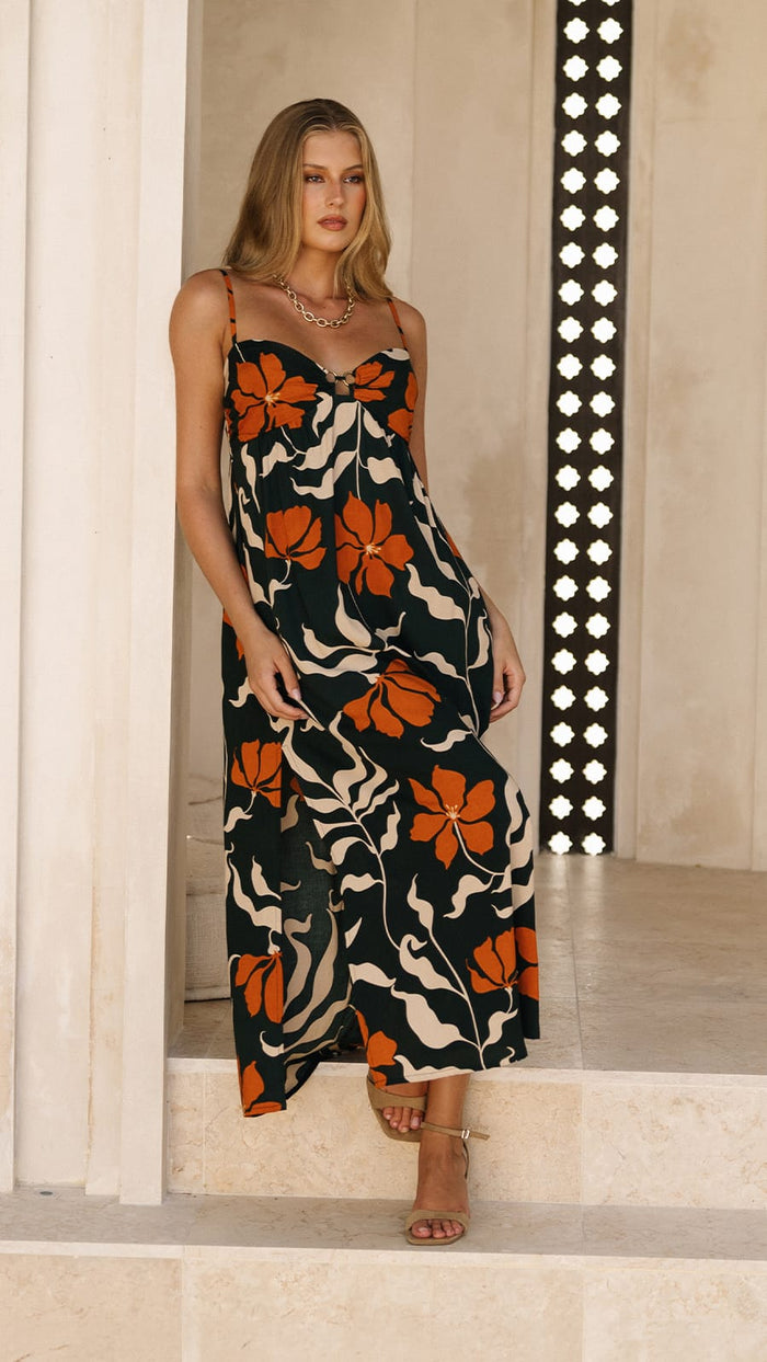 khushclothing DRESSES Zin Maxi Dress - Fleur Army