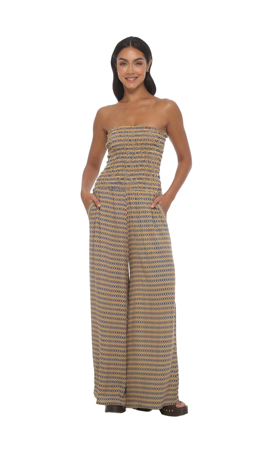 khushclothing JUMPSUITS Smocked Top Lawai Jumpsuit - Kiva Blue