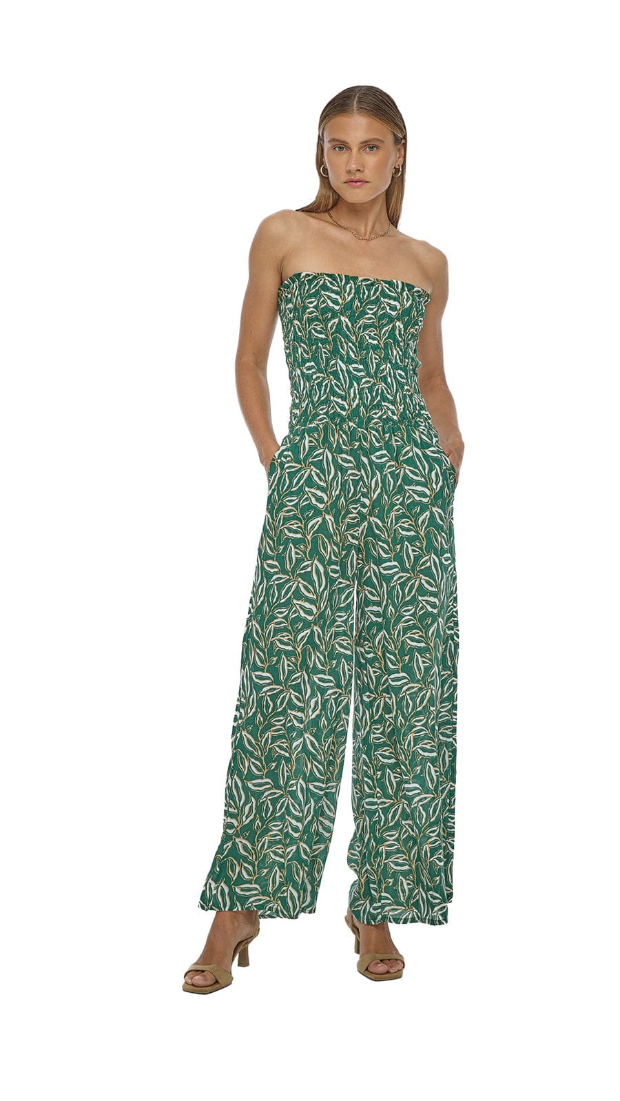 khushclothing JUMPSUITS Smocked Top Lawai Jumpsuit - Lauris Green