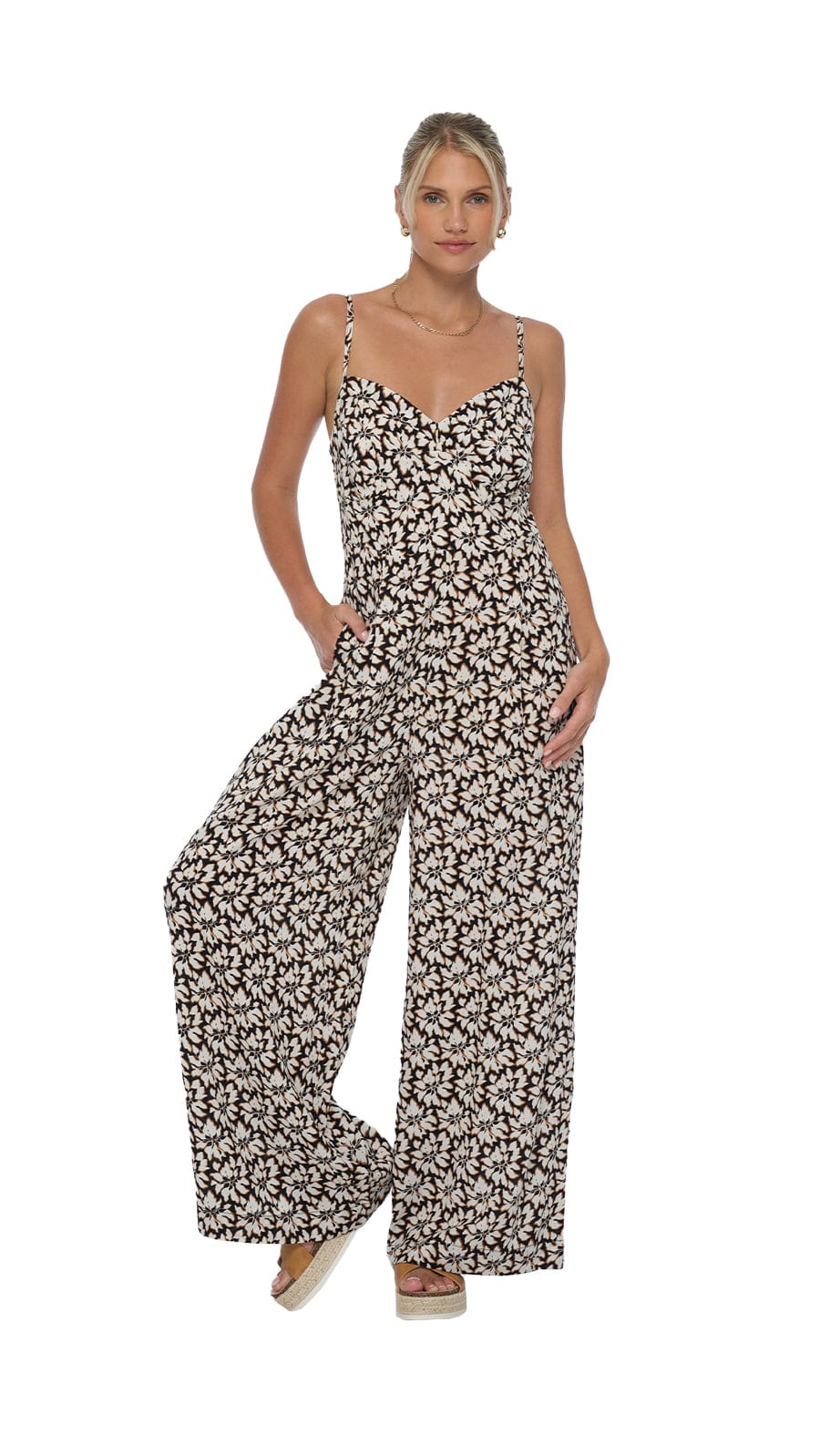 khushclothing JUMPSUITS Tropical Morena Jumpsuit - Bloomcrest Black