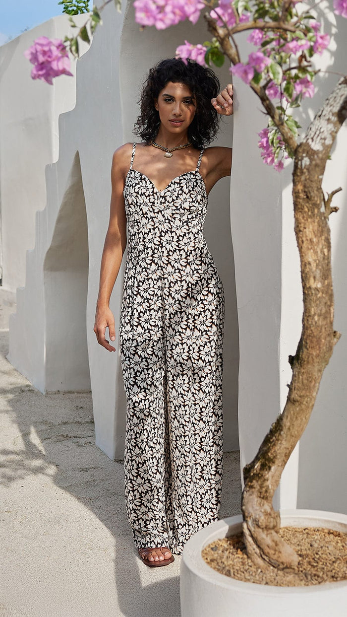khushclothing JUMPSUITS Tropical Morena Jumpsuit - Bloomcrest Black