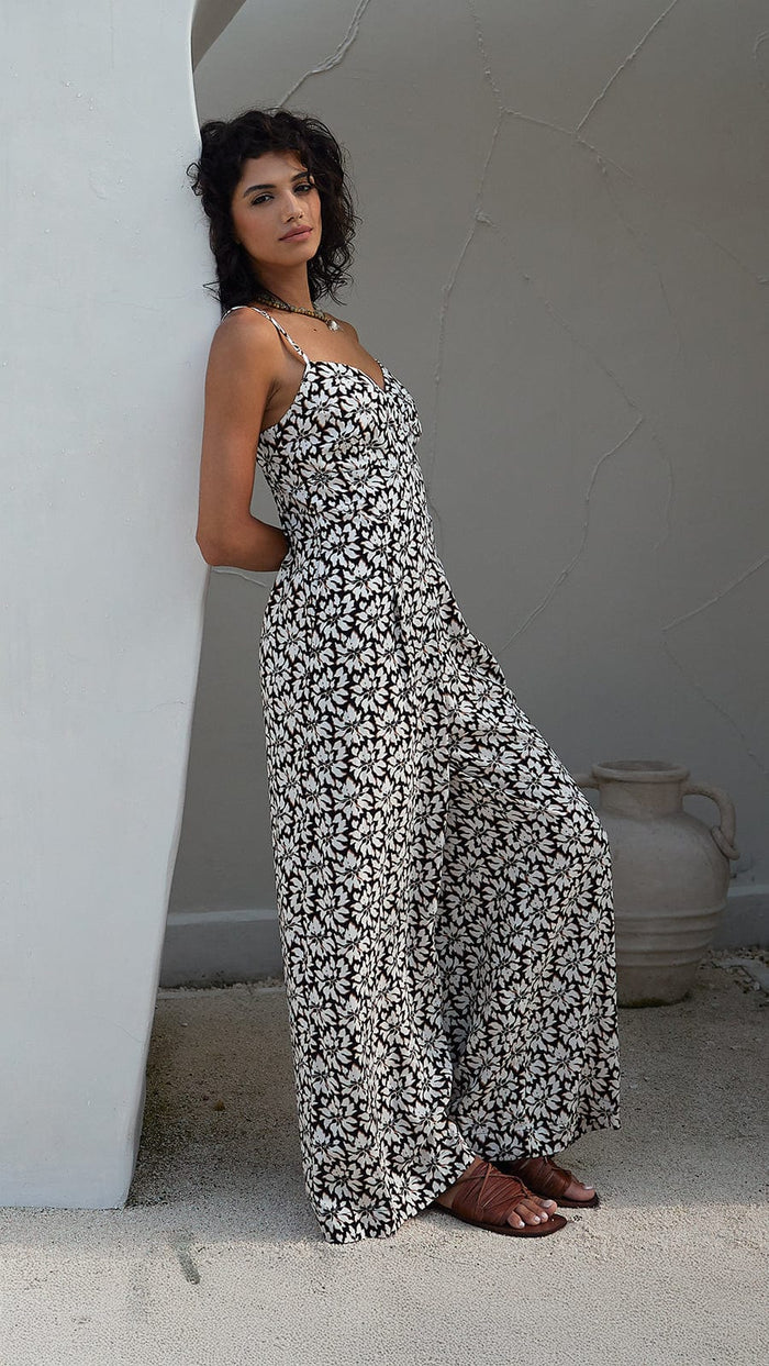 khushclothing JUMPSUITS Tropical Morena Jumpsuit - Bloomcrest Black