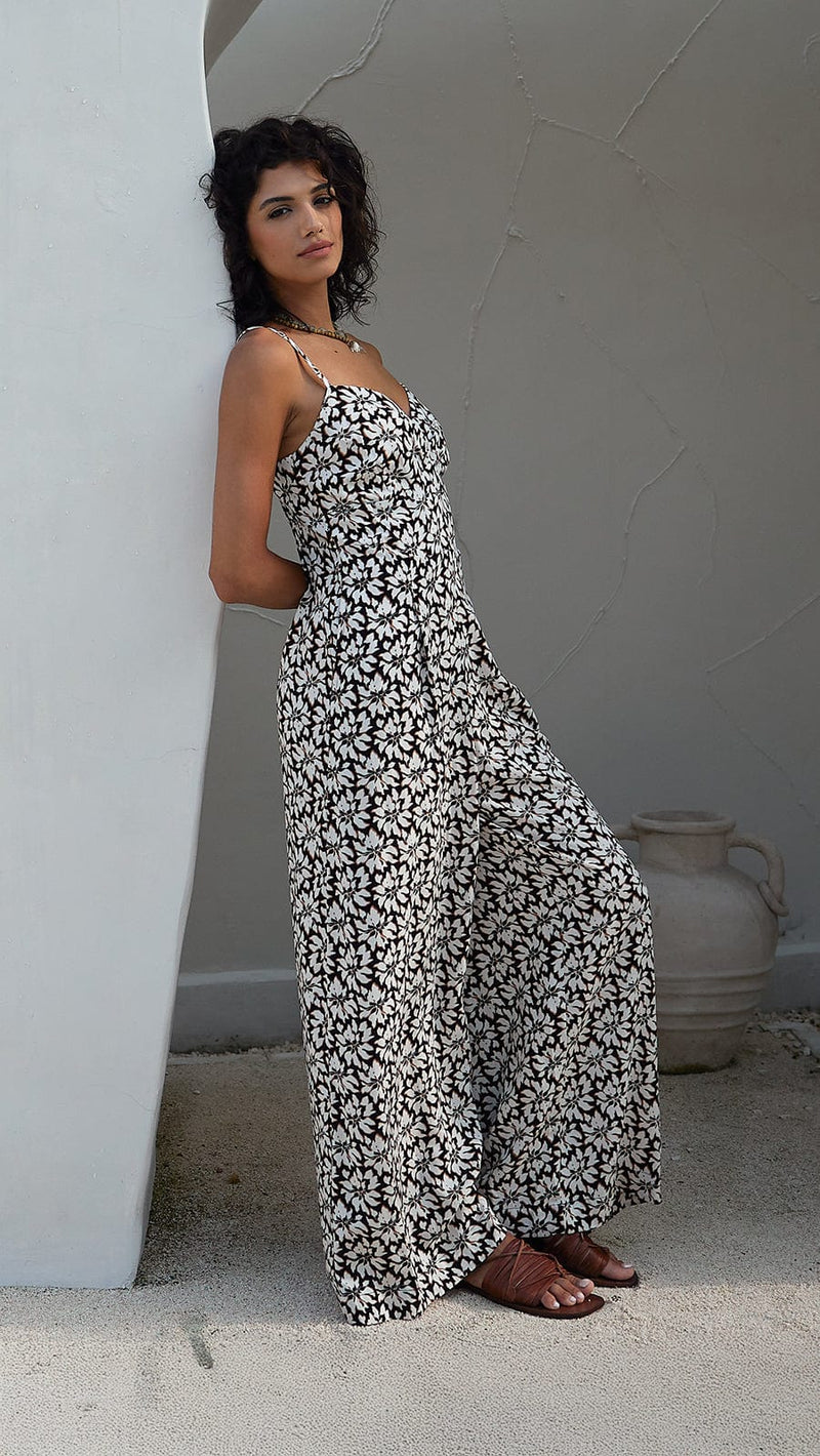 khushclothing JUMPSUITS Tropical Morena Jumpsuit - Bloomcrest Black