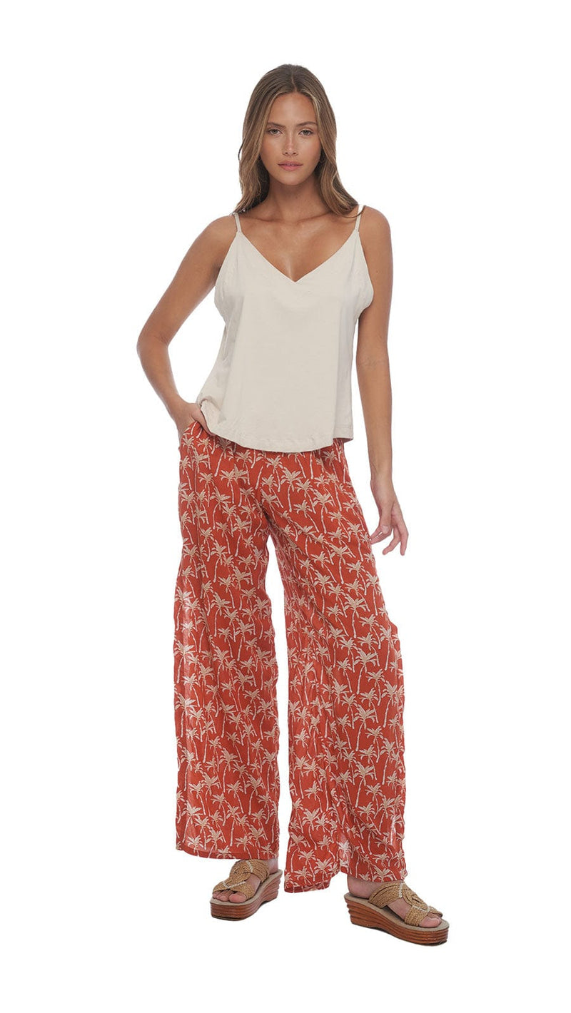 khushclothing PANTS Blooming Mahana Pants - Palm Orange Rust