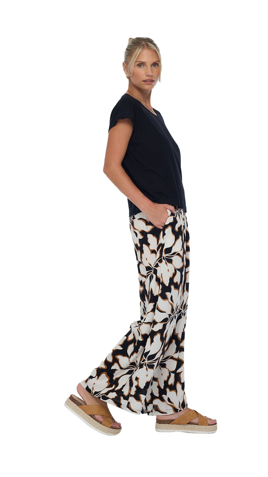 khushclothing PANTS Wide Leg Johanna Pants - Bloomtide Black