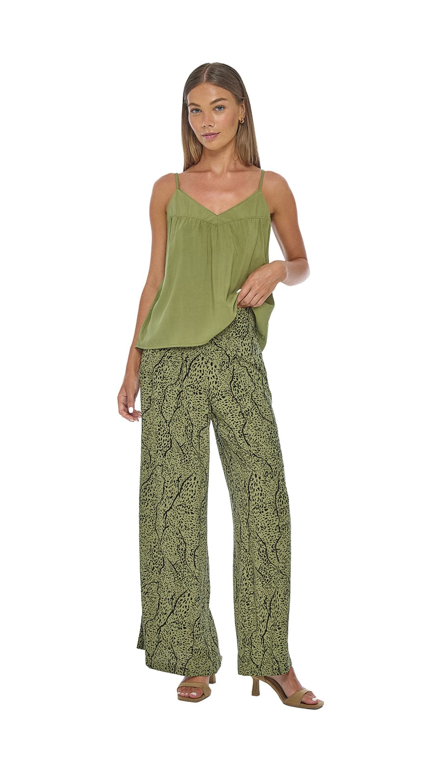 Wide Leg Johanna Pants - Savanae Olive – khushclothing