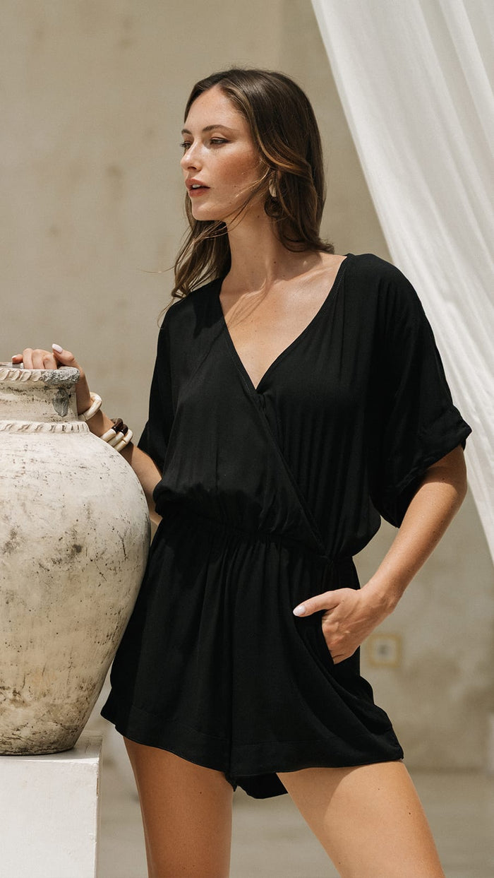 khushclothing ROMPERS Boheme Wailea Romper - Solid Black