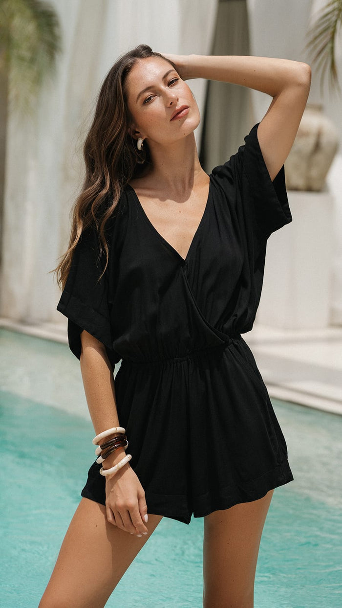 khushclothing ROMPERS Boheme Wailea Romper - Solid Black