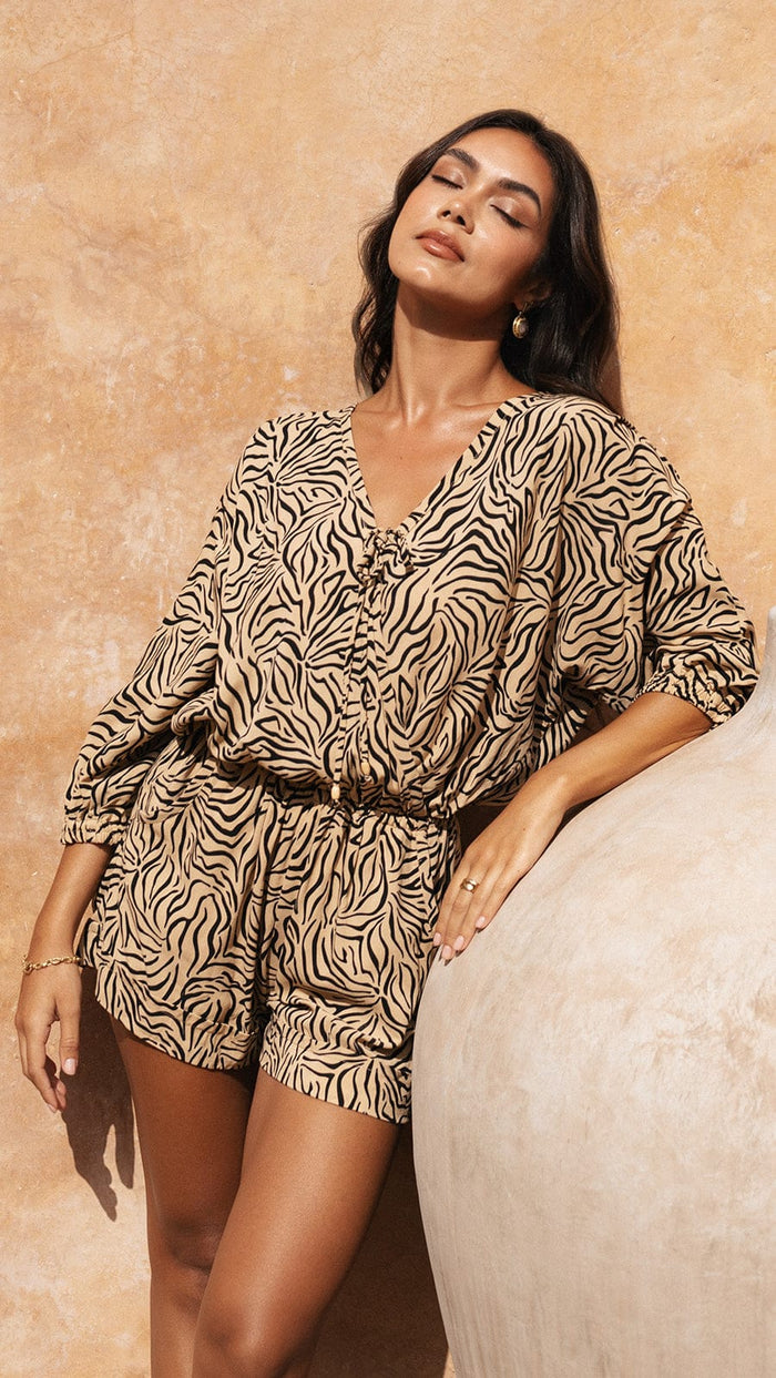 khushclothing ROMPERS Mireya Romper - Raye Tan