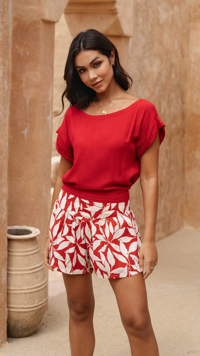 khushclothing SHORTS Elya Shorts - Laleen Red