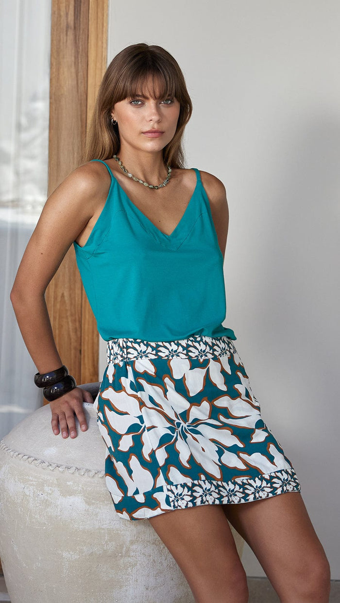 khushclothing SKIRT Begonia Skirt - Blooms Petrol