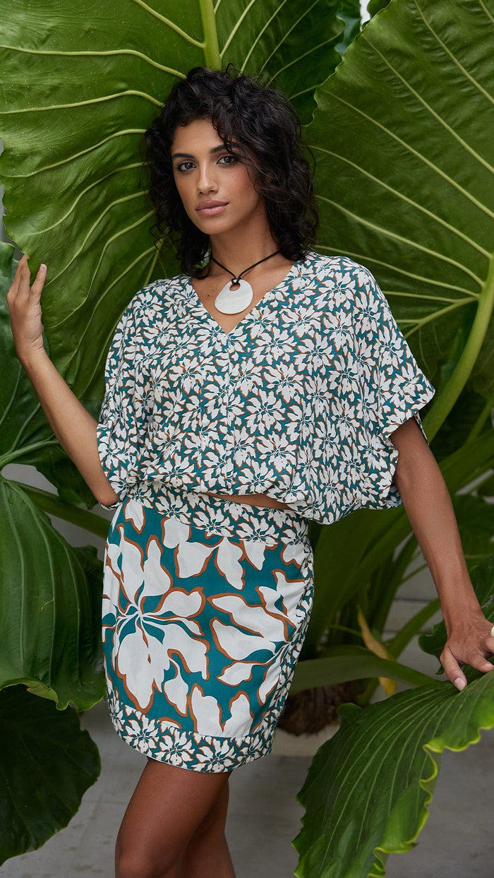 khushclothing TOPS Adora Top - Bloomcrest Petrol