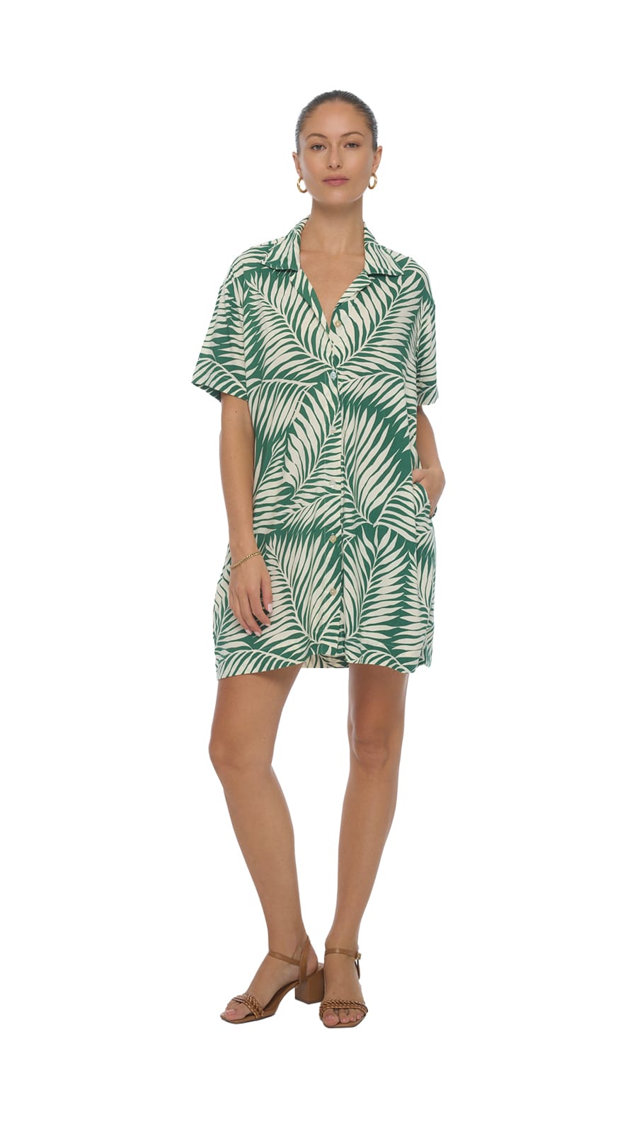 khushclothing TOPS Button Down Mini Shirt Dress Azuris - Drift Green